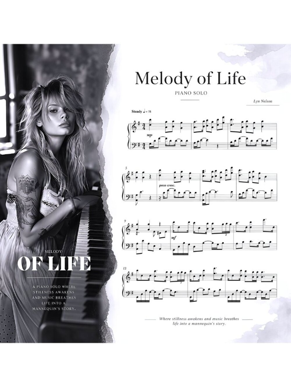 piano sheet music, sheet music, solo piano, Flash Drive Necklace